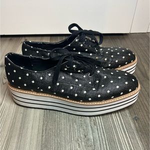 Black and White Polka Dot Platform Sneakers